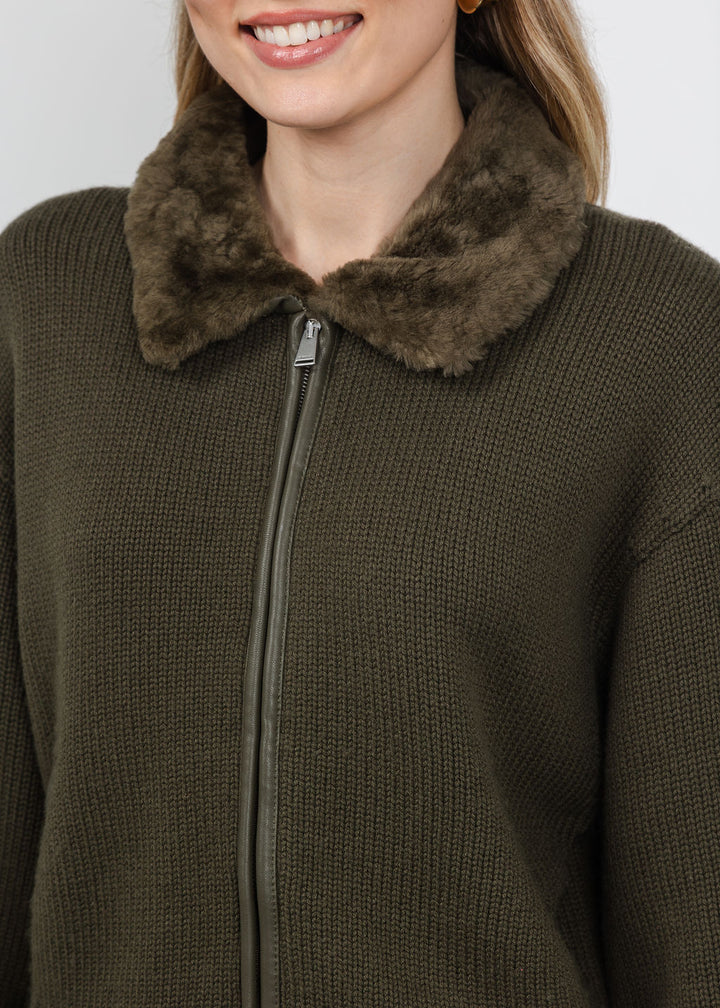 Simkhai Zorina Cardigan in Dark Olive available at Barbara Katz