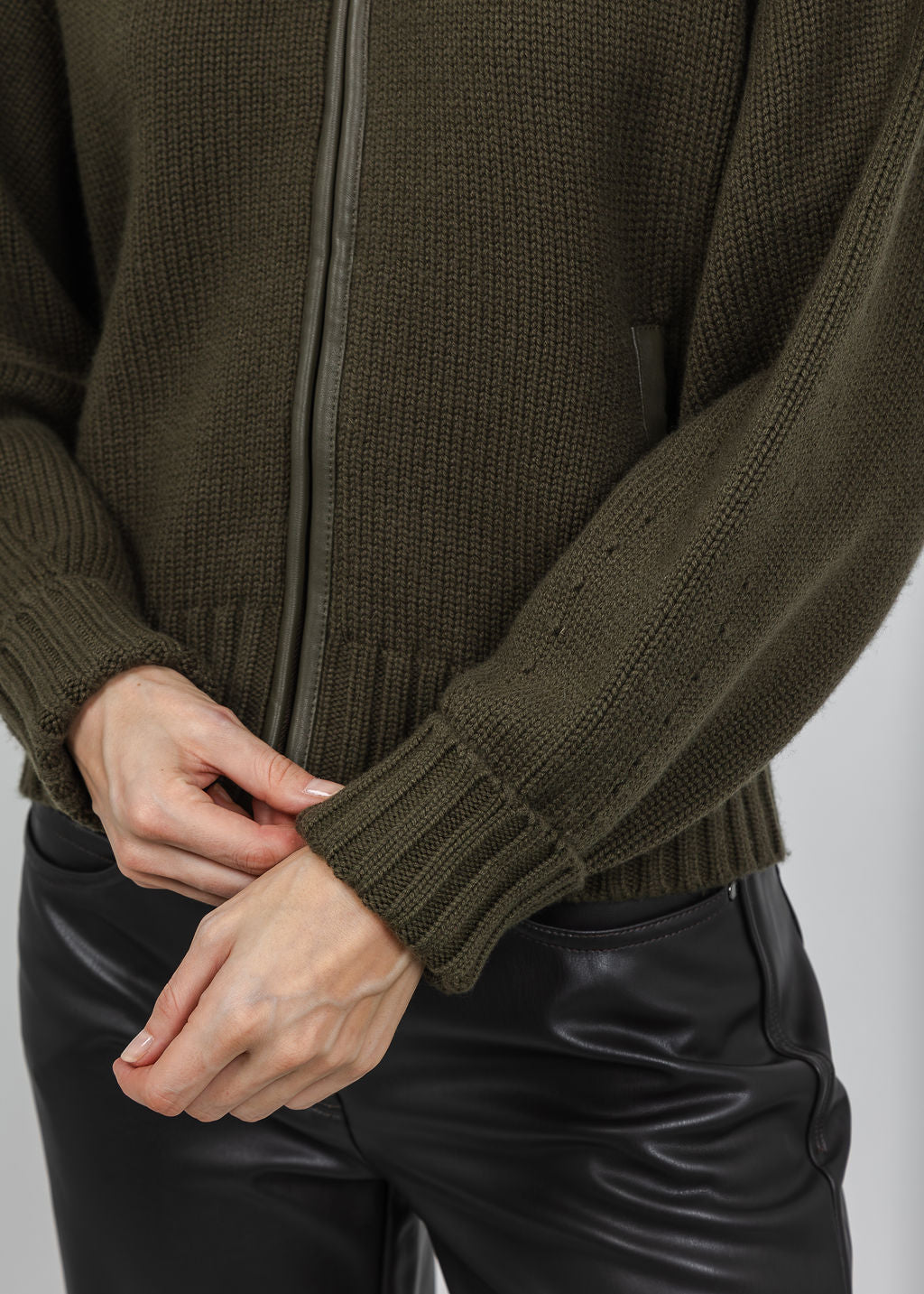 Simkhai Zorina Cardigan in Dark Olive available at Barbara Katz