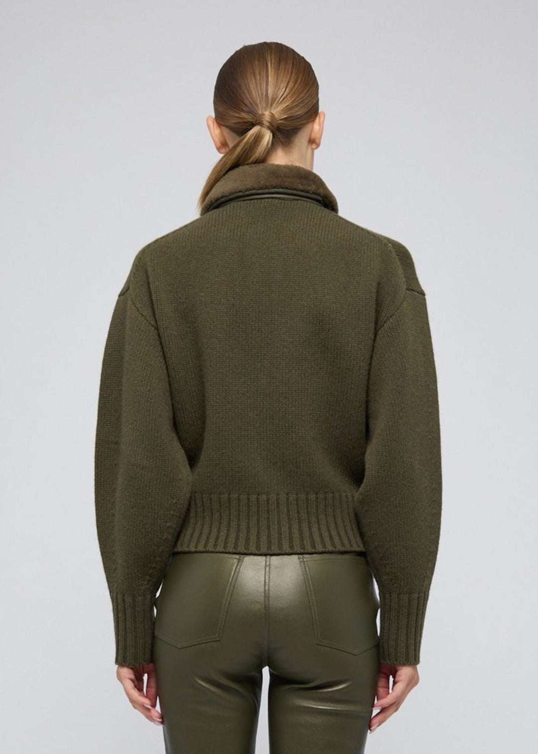 Simkhai Zorina Cardigan in Dark Olive available at Barbara Katz
