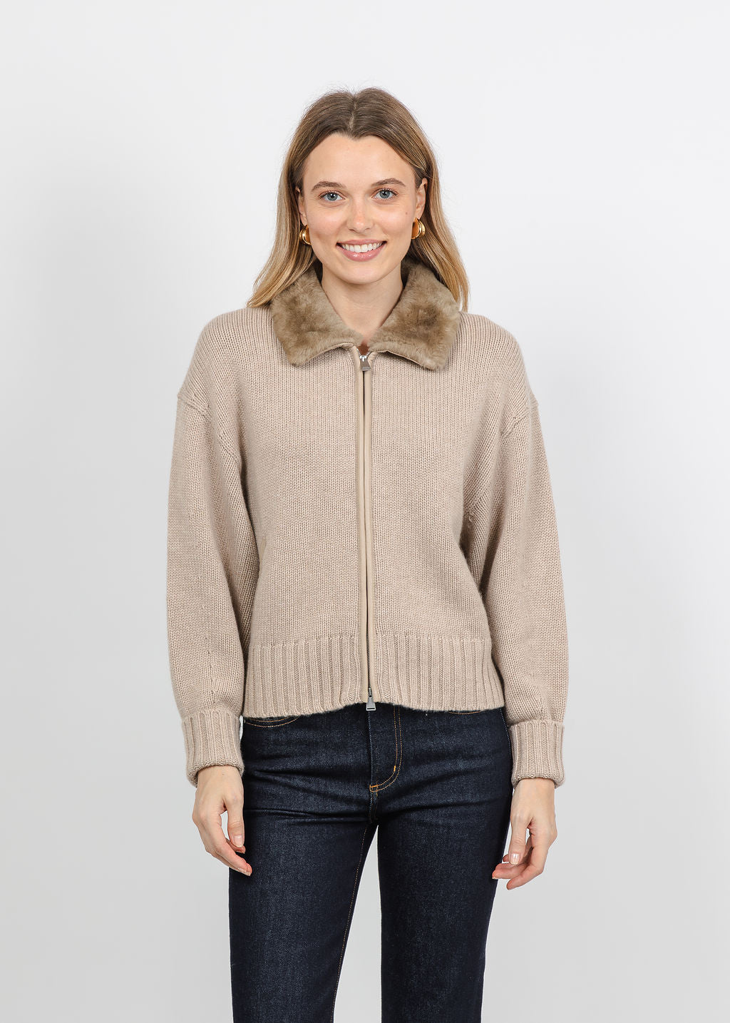 Simkhai Zorina Cardigan in Taupe available at Barbara Katz