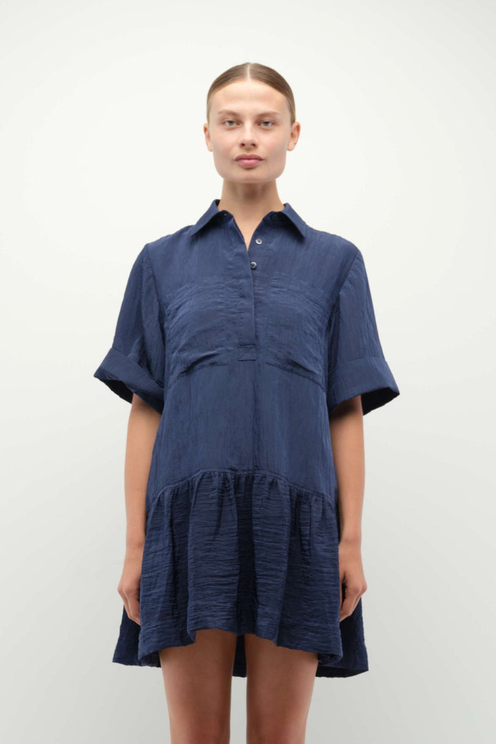 Simkhai Cris Paratech Shirt Dress in Midnight available at Barbara Katz