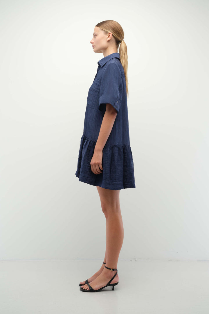 Simkhai Cris Paratech Shirt Dress in Midnight available at Barbara Katz