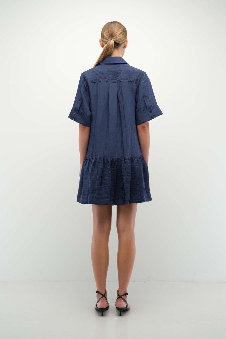 Simkhai Cris Paratech Shirt Dress in Midnight available at Barbara Katz