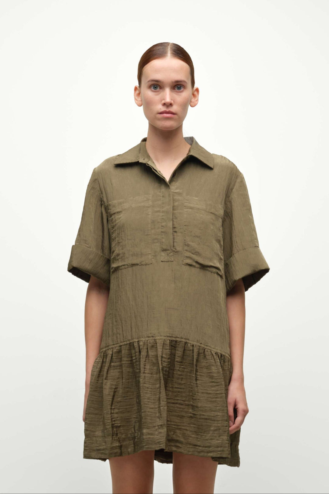 Simkhai Cris Paratech Shirt Dress in Sea Turtle available at Barbara Katz