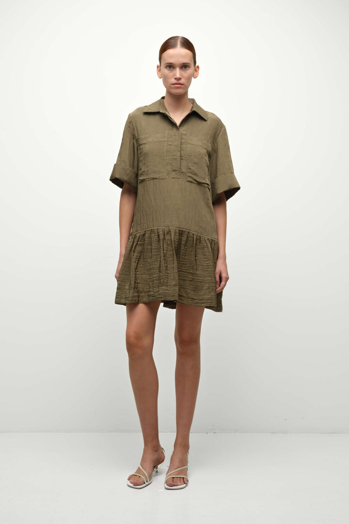 Simkhai Cris Paratech Shirt Dress in Sea Turtle available at Barbara Katz
