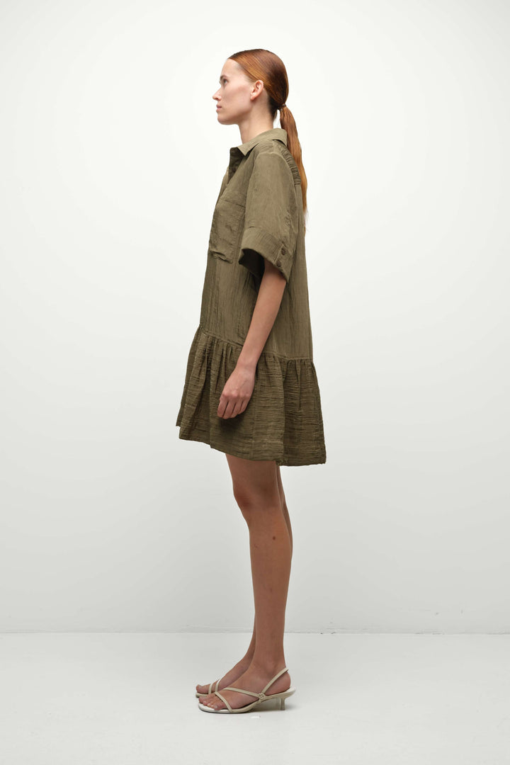Simkhai Cris Paratech Shirt Dress in Sea Turtle available at Barbara Katz