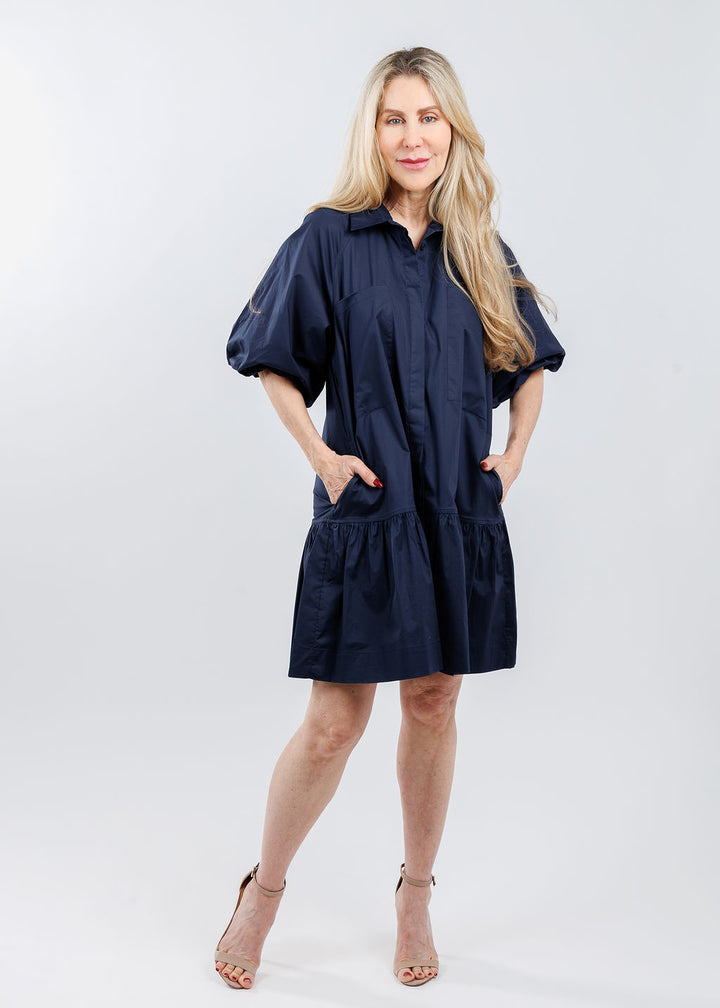 Simkhai Signature Crissy Cotton Poplin Shirt Dress in Midnight Blue available at Barbara Katz