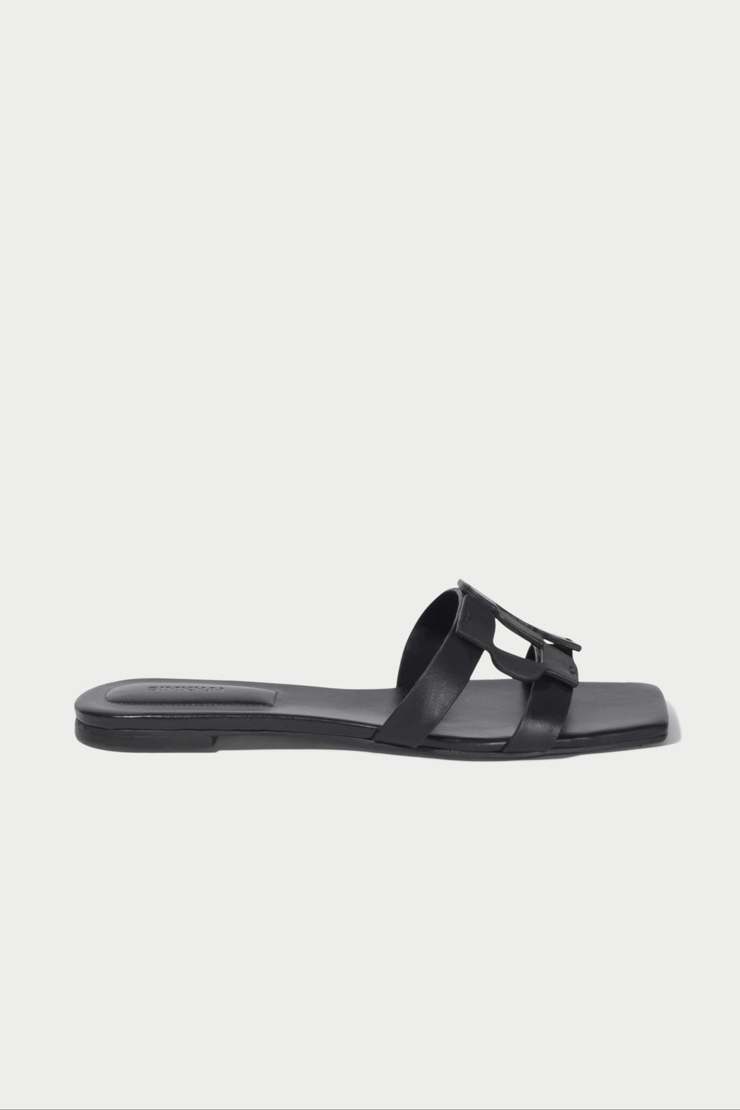 Simkhai Monogram Flat Slide in Black available at Barbara Katz