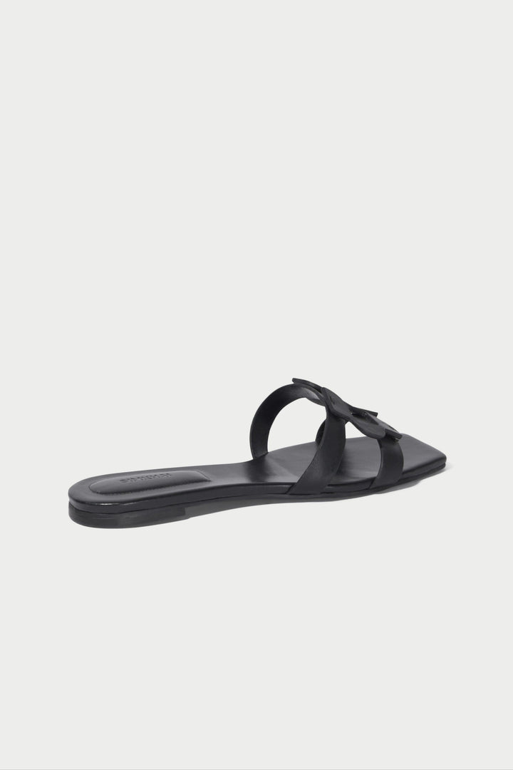 Simkhai Monogram Flat Slide in Black available at Barbara Katz