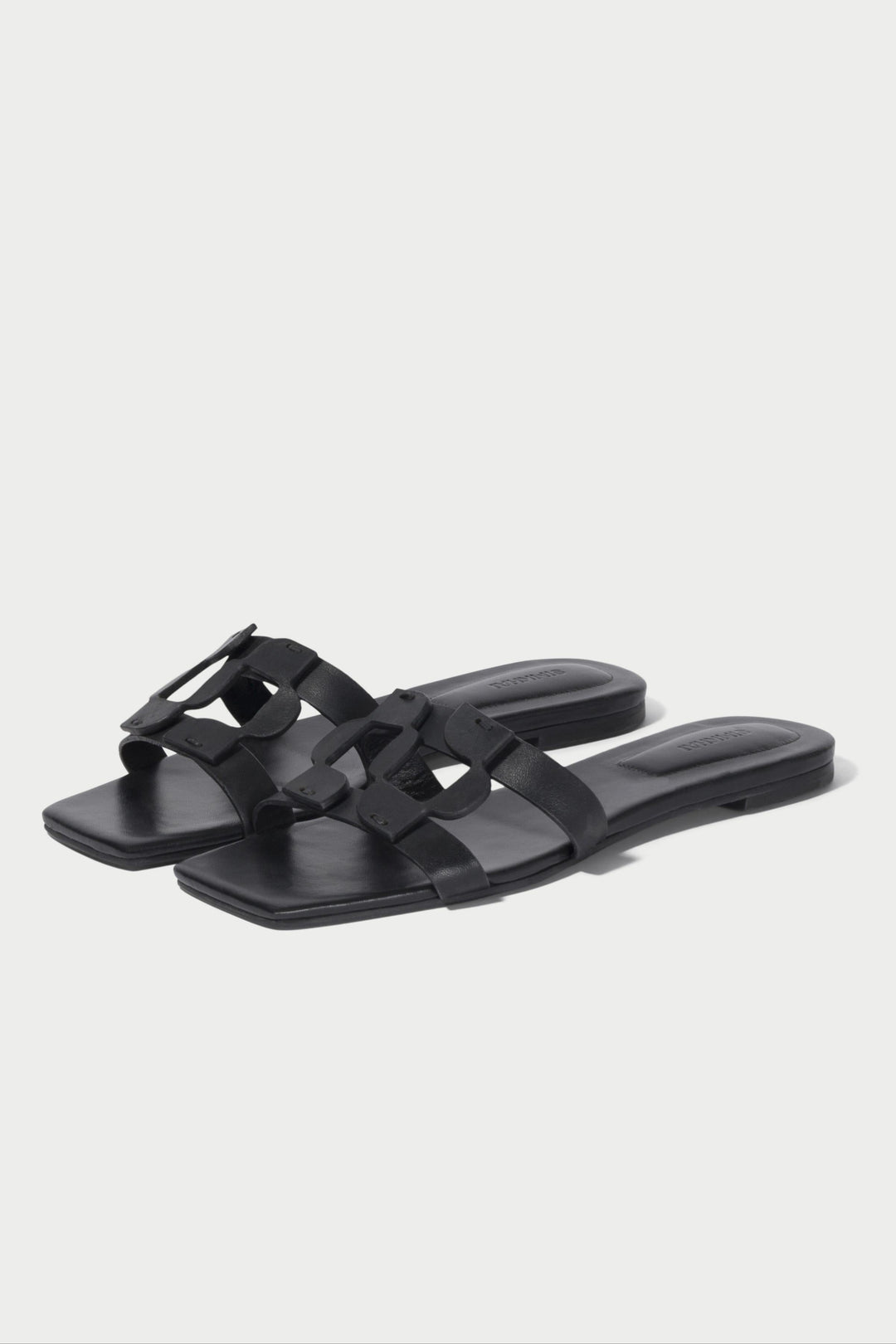 Simkhai Monogram Flat Slide in Black available at Barbara Katz