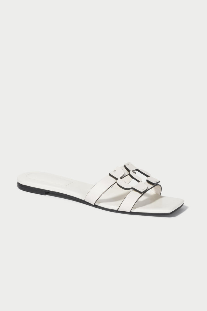 Simkhai Monogram Flat Slide in Ivory available at Barbara Katz