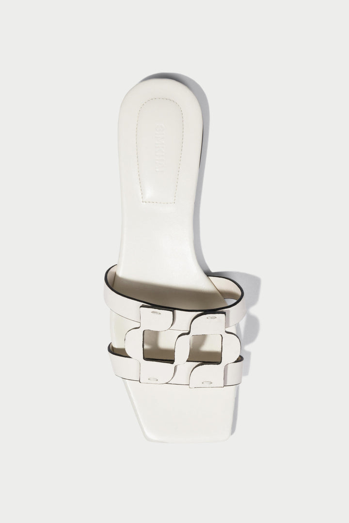 Simkhai Monogram Flat Slide in Ivory available at Barbara Katz