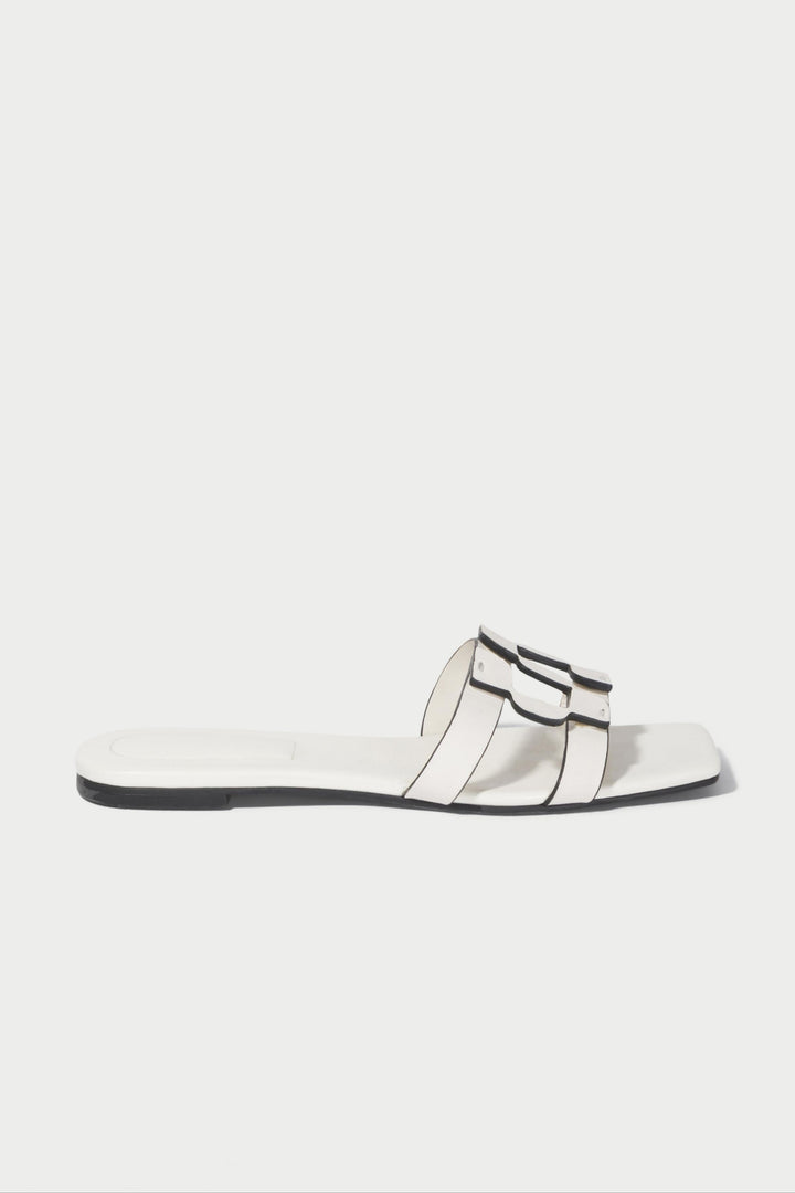 Simkhai Monogram Flat Slide in Ivory available at Barbara Katz
