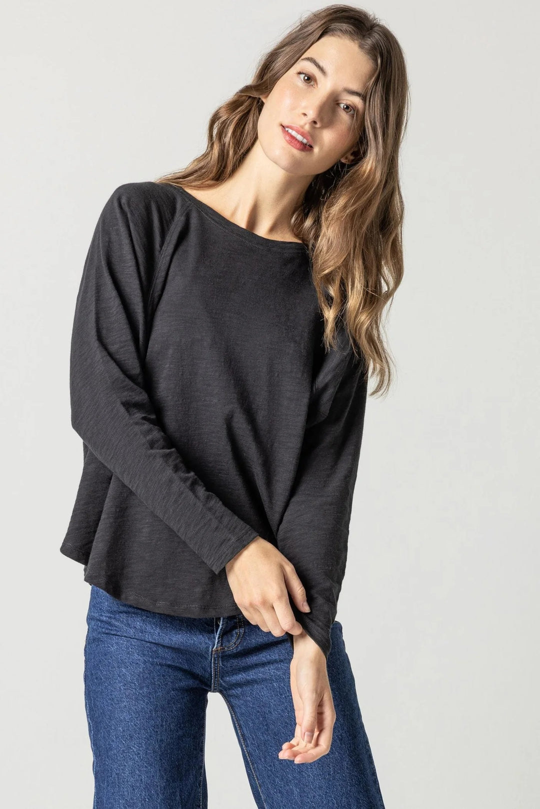 Slub Boatneck Tee - Black