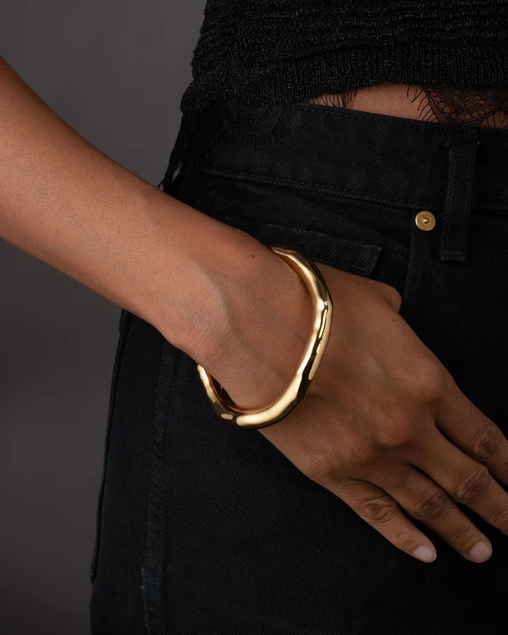 Small Molten Bangle Bracelet - Gold