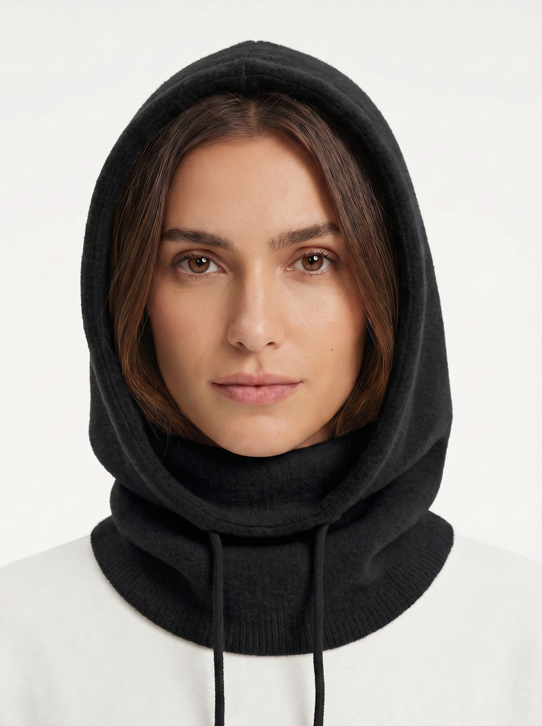 Adroit Atelier Softie Knitted Eyelash Balaclava in Black available at Barbara Katz