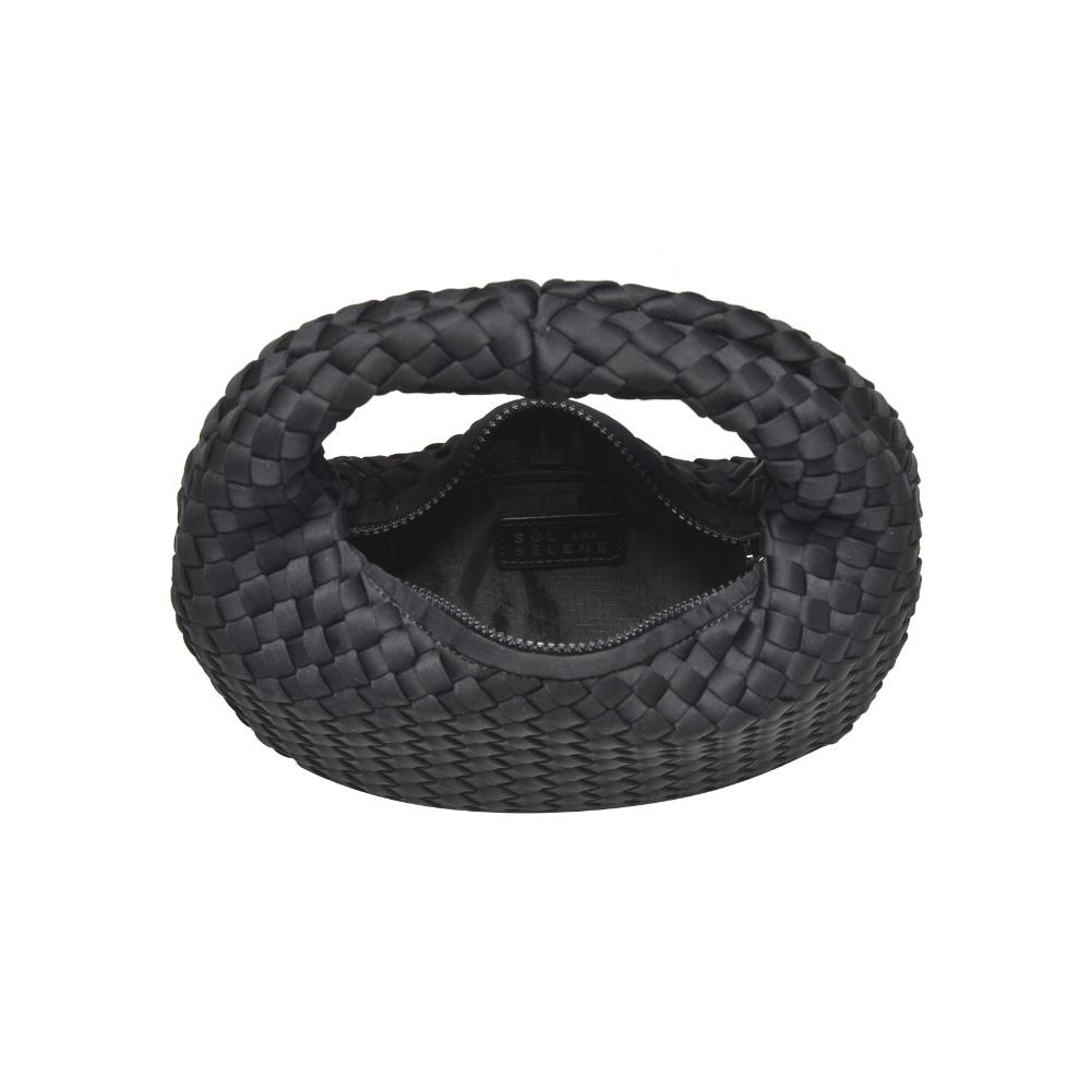 Sol and Selene Dare To Dream Small Woven Neoprene Clutch Bag in Black available at Barbara Katz