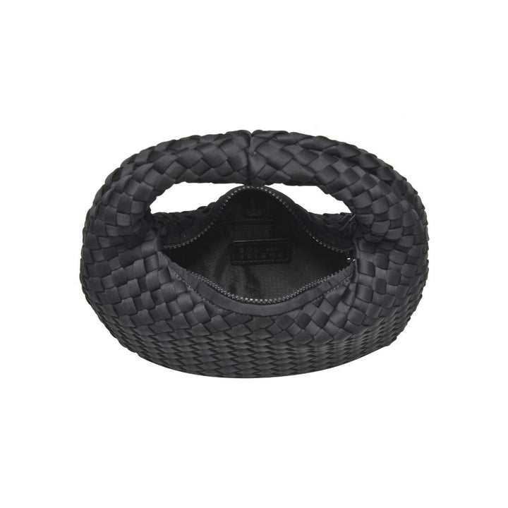 Sol and Selene Dare To Dream Small Woven Neoprene Clutch Bag in Black available at Barbara Katz