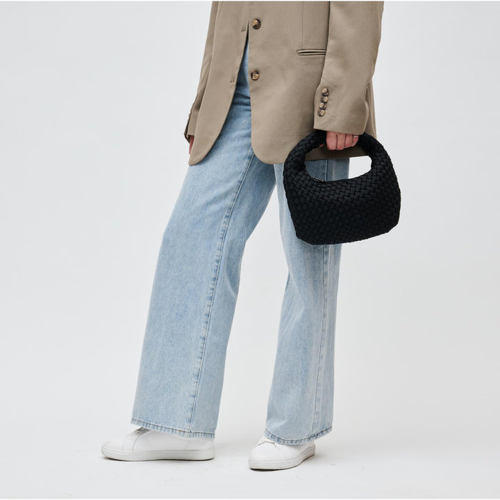 Sol and Selene Dare To Dream Small Woven Neoprene Clutch Bag in Black available at Barbara Katz
