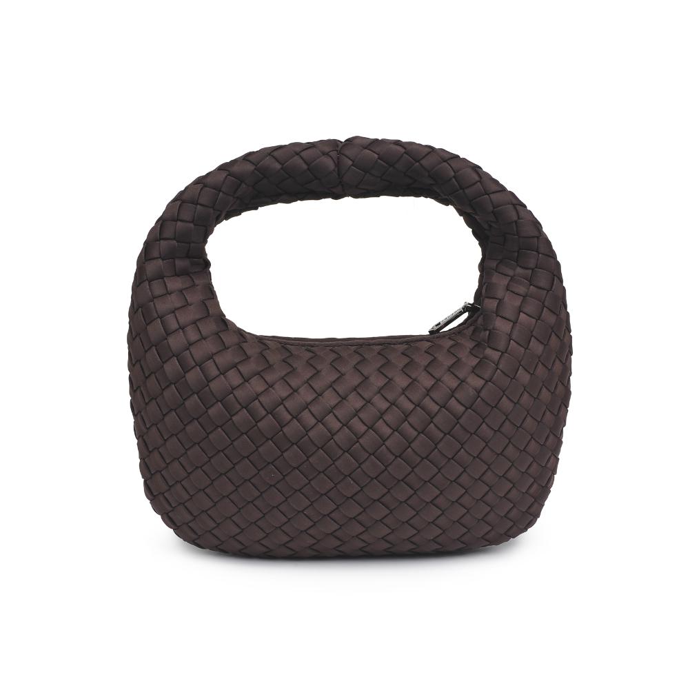 Sol and Selene Dare To Dream Small Woven Neoprene Clutch Bag in Chocolate available at Barbara Katz