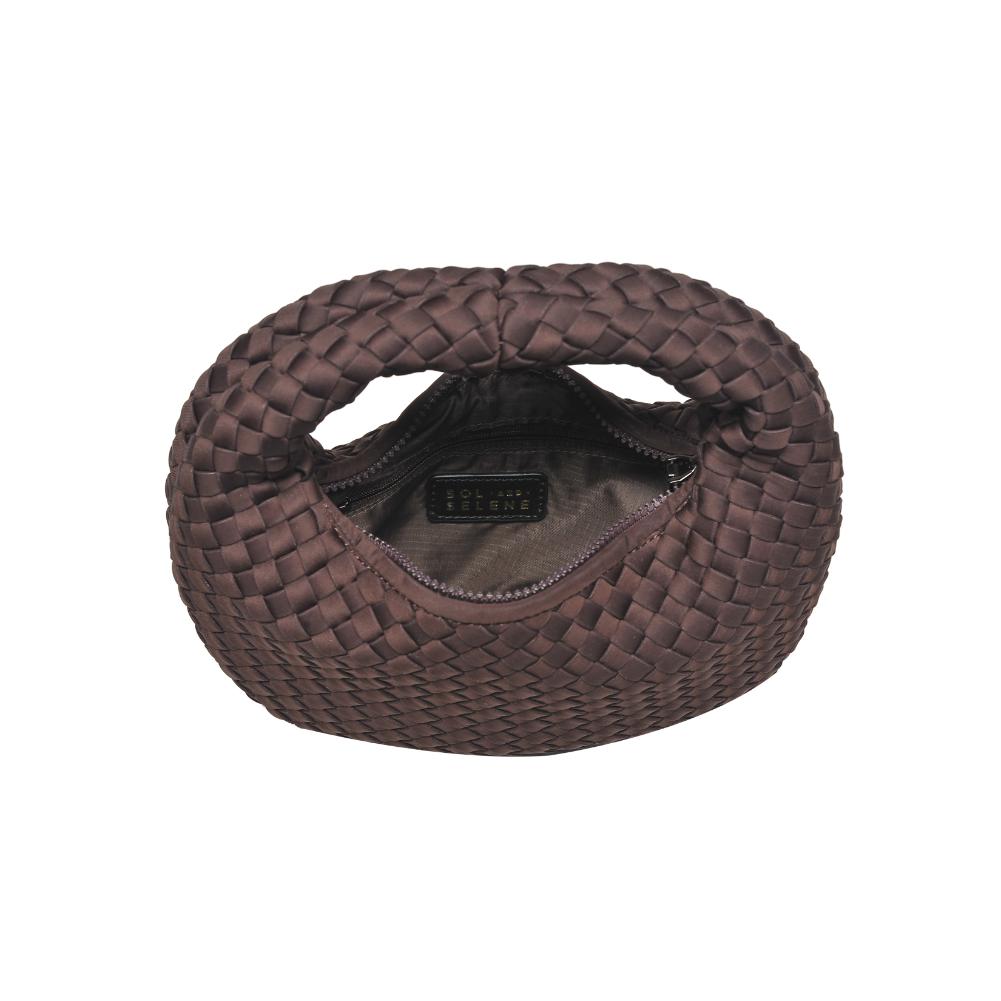 Sol and Selene Dare To Dream Small Woven Neoprene Clutch Bag in Chocolate available at Barbara Katz