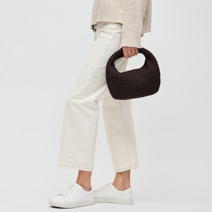 Sol and Selene Dare To Dream Small Woven Neoprene Clutch Bag in Chocolate available at Barbara Katz