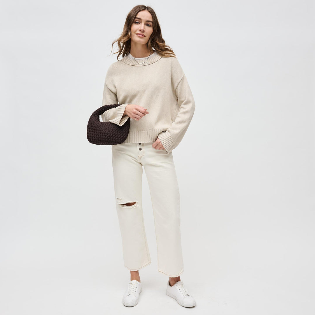 Sol and Selene Dare To Dream Small Woven Neoprene Clutch Bag in Chocolate available at Barbara Katz