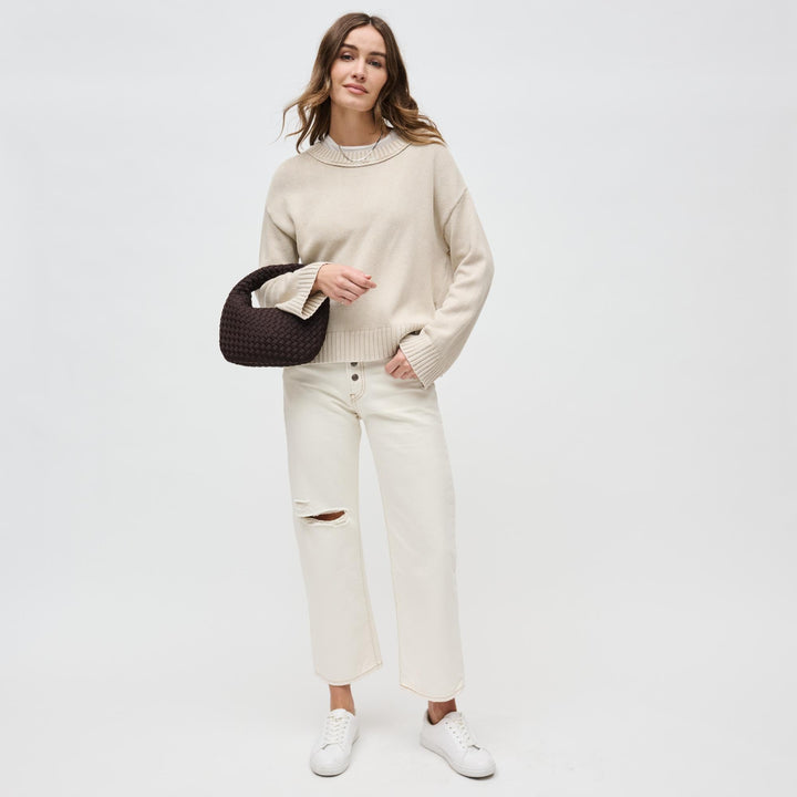 Sol and Selene Dare To Dream Small Woven Neoprene Clutch Bag in Chocolate available at Barbara Katz