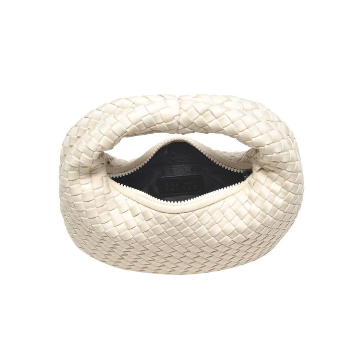 Sol and Selene Dare To Dream Small Woven Neoprene Clutch Bag in Cream available at Barbara Katz