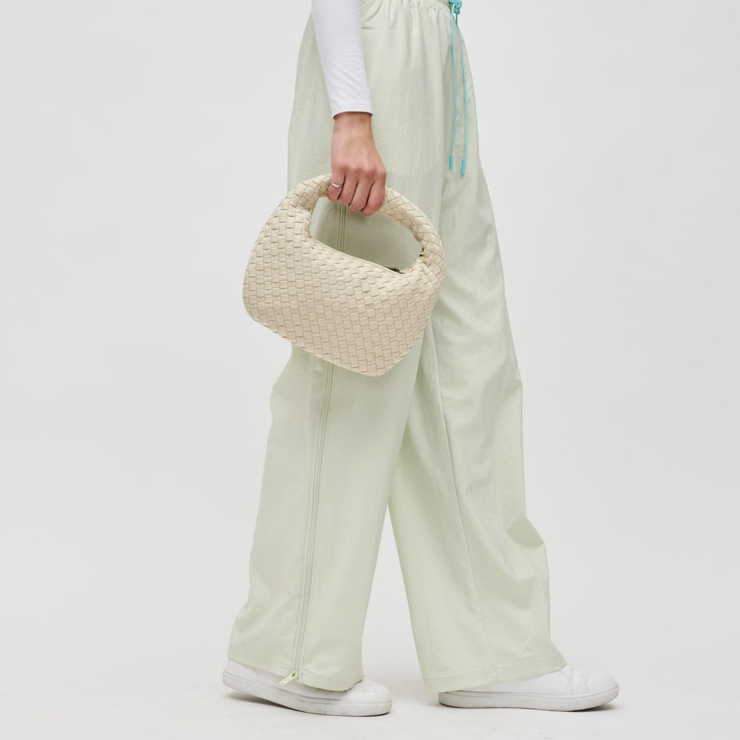 Sol and Selene Dare To Dream Small Woven Neoprene Clutch Bag in Cream available at Barbara Katz
