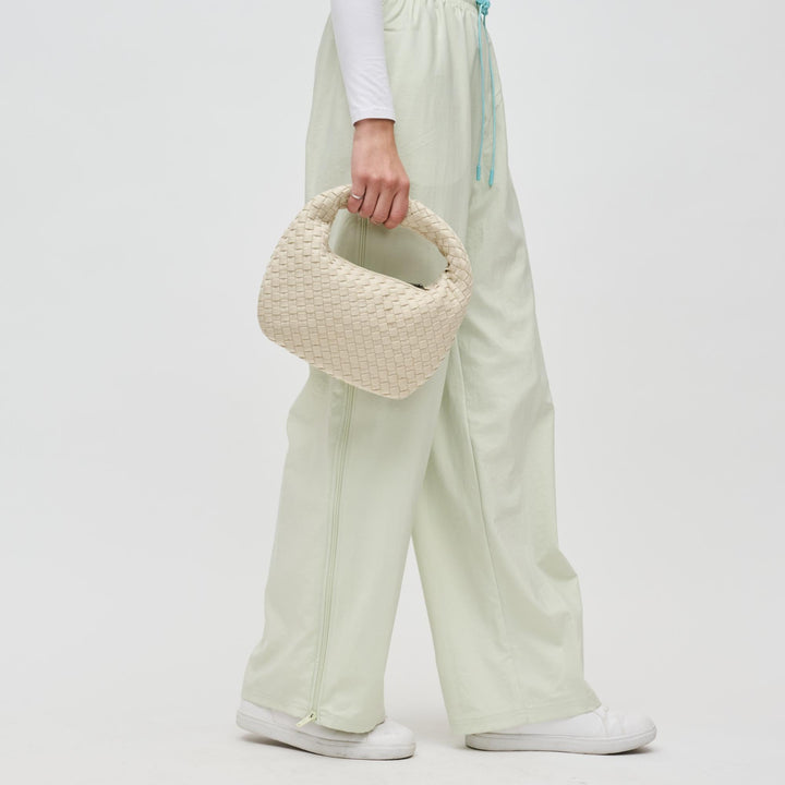 Sol and Selene Dare To Dream Small Woven Neoprene Clutch Bag in Cream available at Barbara Katz