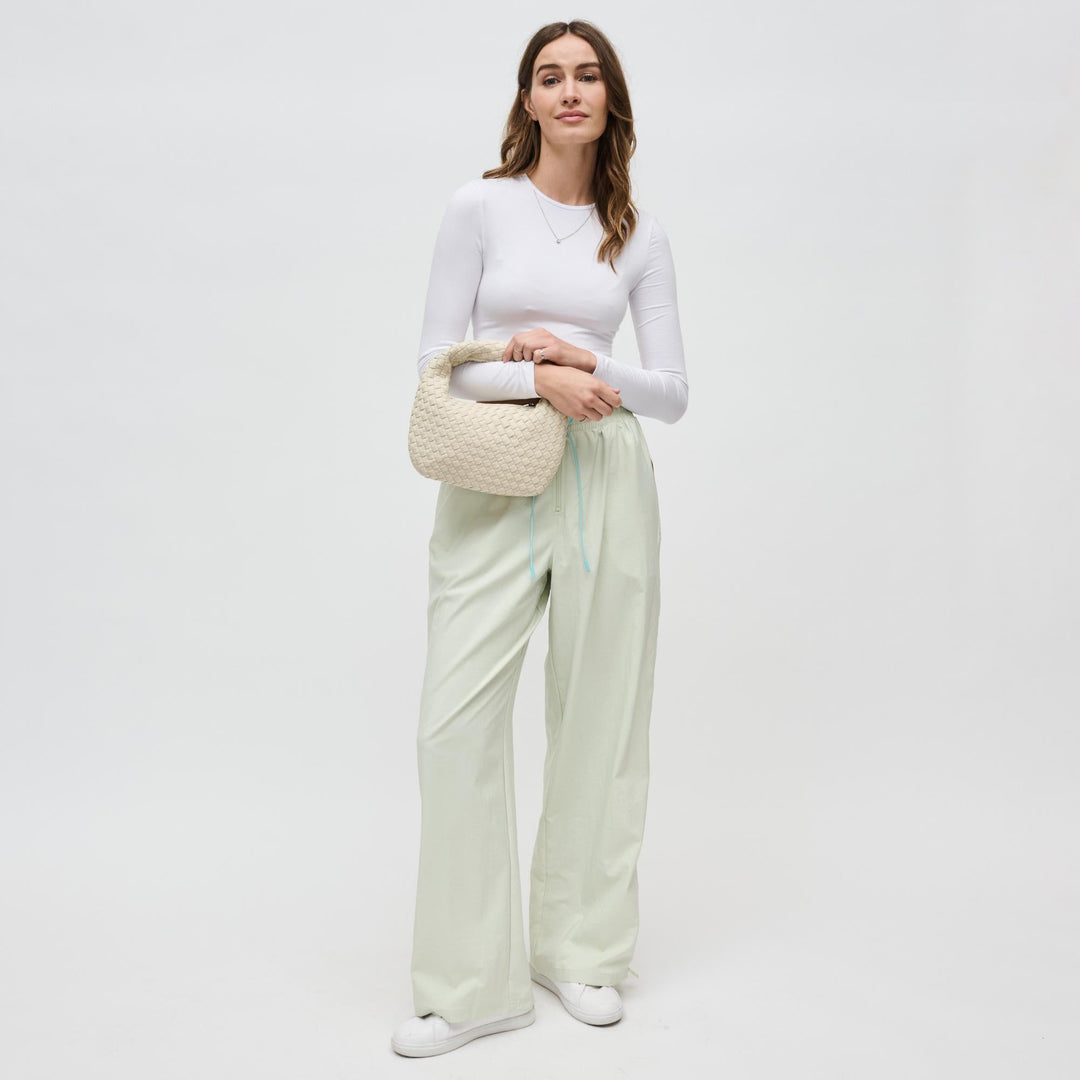 Sol and Selene Dare To Dream Small Woven Neoprene Clutch Bag in Cream available at Barbara Katz