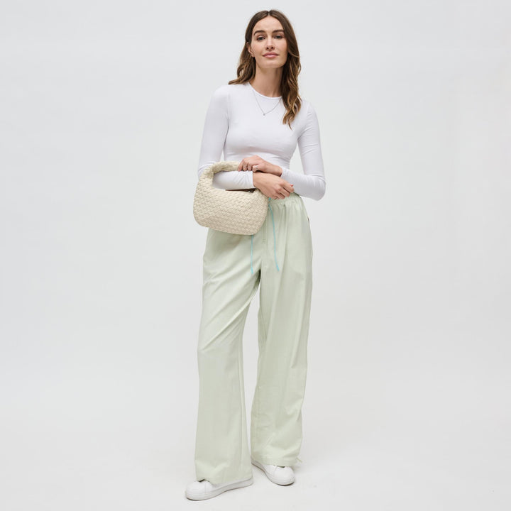 Sol and Selene Dare To Dream Small Woven Neoprene Clutch Bag in Cream available at Barbara Katz