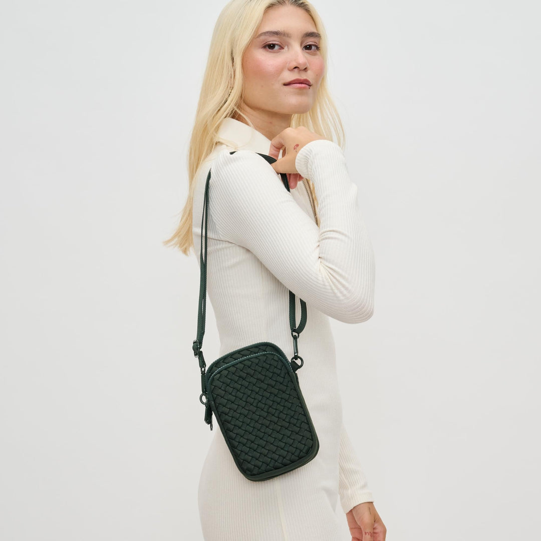 Sol and Selene Divide & Conquer Woven Crossbody Bag in Olive available at Barbara Katz