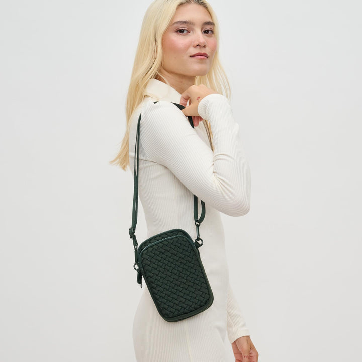Sol and Selene Divide & Conquer Woven Crossbody Bag in Olive available at Barbara Katz