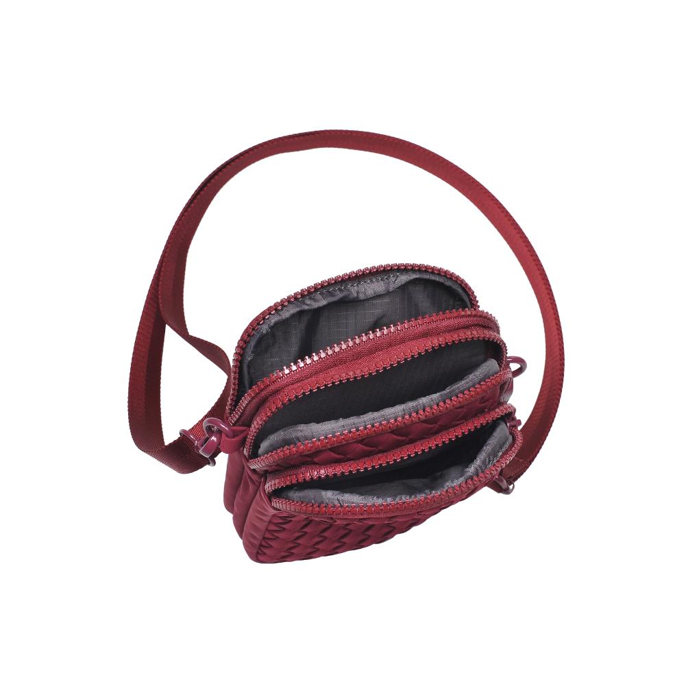 Sol and Selene Divide & Conquer Woven Crossbody Bag in Wine available at Barbara Katz