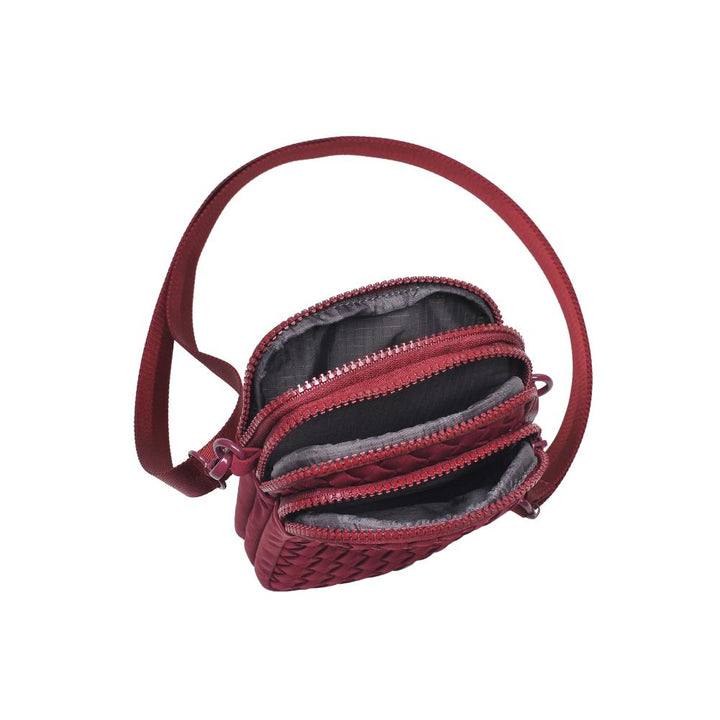 Sol and Selene Divide & Conquer Woven Crossbody Bag in Wine available at Barbara Katz