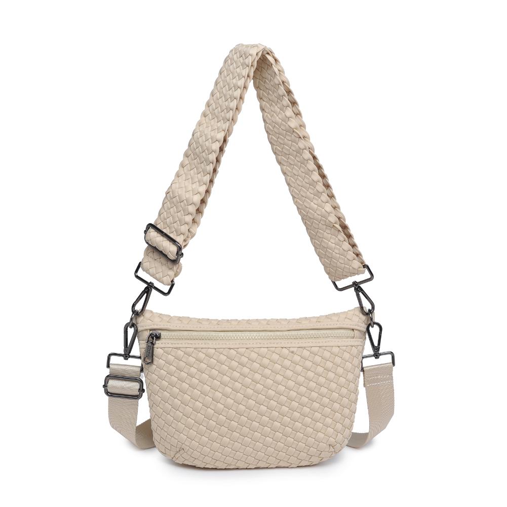 Sol and Selene Ethereal Woven Neoprene Crossbody Bag in Cream available at Barbara Katz