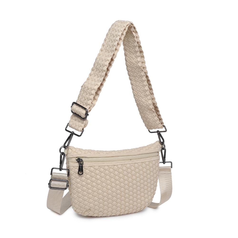Sol and Selene Ethereal Woven Neoprene Crossbody Bag in Cream available at Barbara Katz