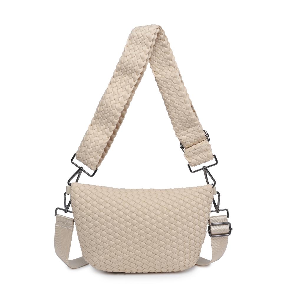 Sol and Selene Ethereal Woven Neoprene Crossbody Bag in Cream available at Barbara Katz