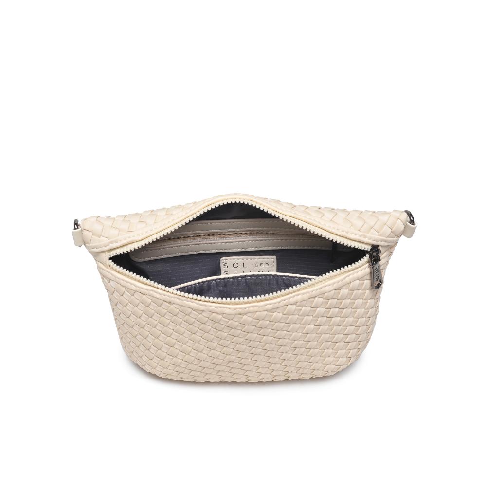 Sol and Selene Ethereal Woven Neoprene Crossbody Bag in Cream available at Barbara Katz