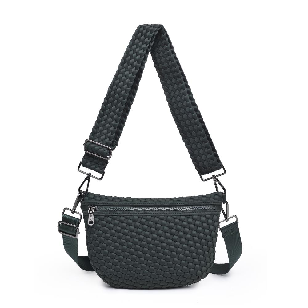 Sol and Selene Ethereal Woven Neoprene Crossbody Bag in Olive available at Barbara Katz