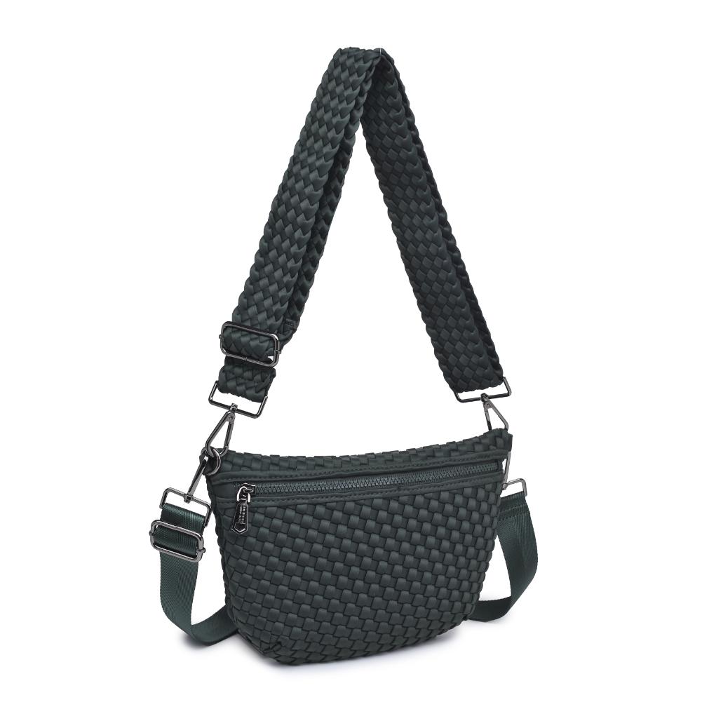 Sol and Selene Ethereal Woven Neoprene Crossbody Bag in Olive available at Barbara Katz