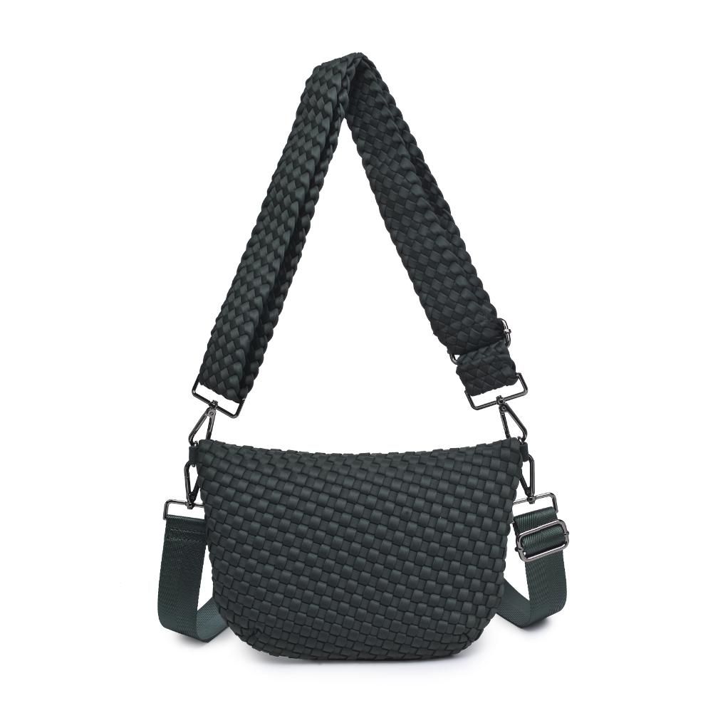 Sol and Selene Ethereal Woven Neoprene Crossbody Bag in Olive available at Barbara Katz
