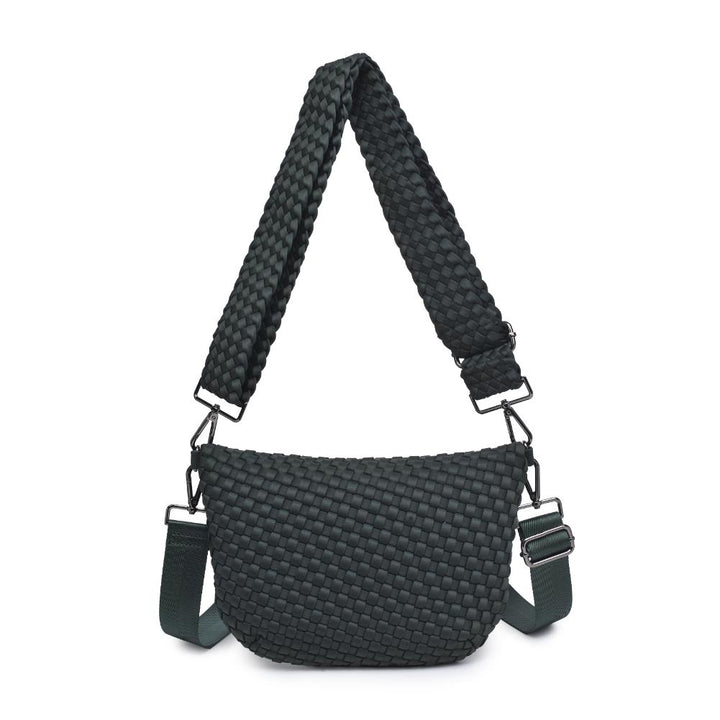 Sol and Selene Ethereal Woven Neoprene Crossbody Bag in Olive available at Barbara Katz