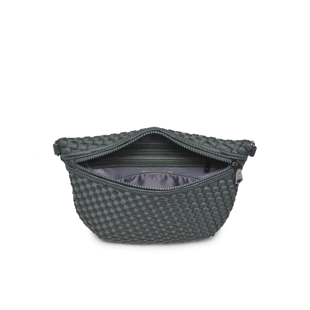 Sol and Selene Ethereal Woven Neoprene Crossbody Bag in Olive available at Barbara Katz