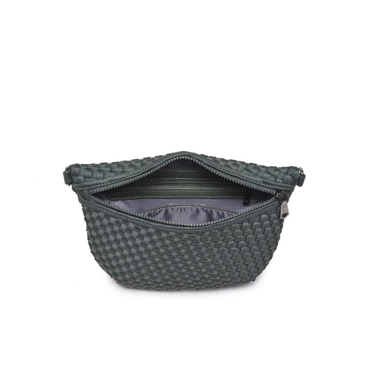Sol and Selene Ethereal Woven Neoprene Crossbody Bag in Olive available at Barbara Katz