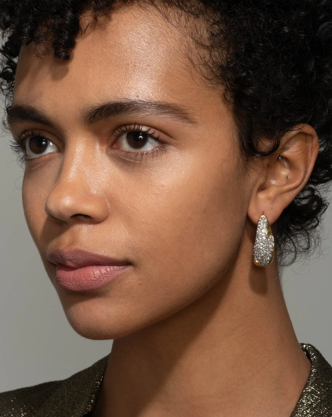 Alexis Bittar Solanales Crystal Hoop Earrings Gold Barbara Katz