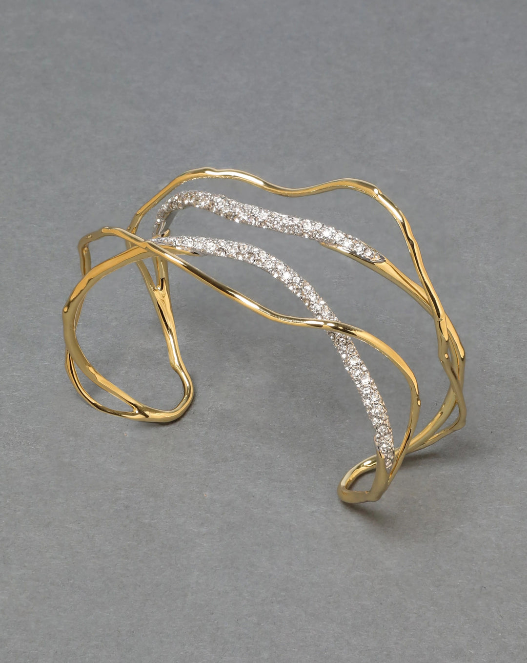 Solanales Gold Crystal Cuff Bracelet