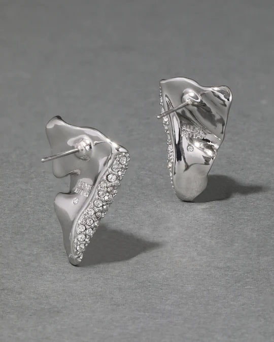 Solanales Silver Crystal Folded Mini Earring